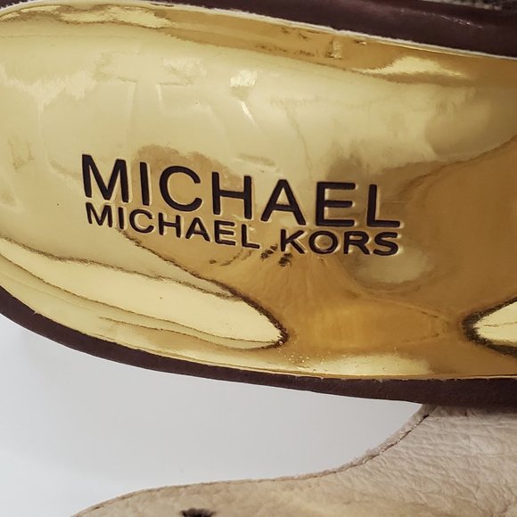 Michael Kors Brown Leather Sandal Platform Zebra Print with Box - Picture 8 of 13